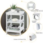 Stilingas trijų pakopų naktinis staliukas (Balta)