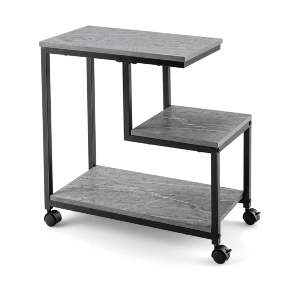 Daugiafunkcinis trijų pakopų staliukas su ratukais (Juoda)