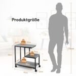 Daugiafunkcinis trijų pakopų staliukas su ratukais (Juoda)