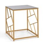 Stalelis su grūdinto stiklo plokšte ir metaliniu rėmeliu (Auksinė)