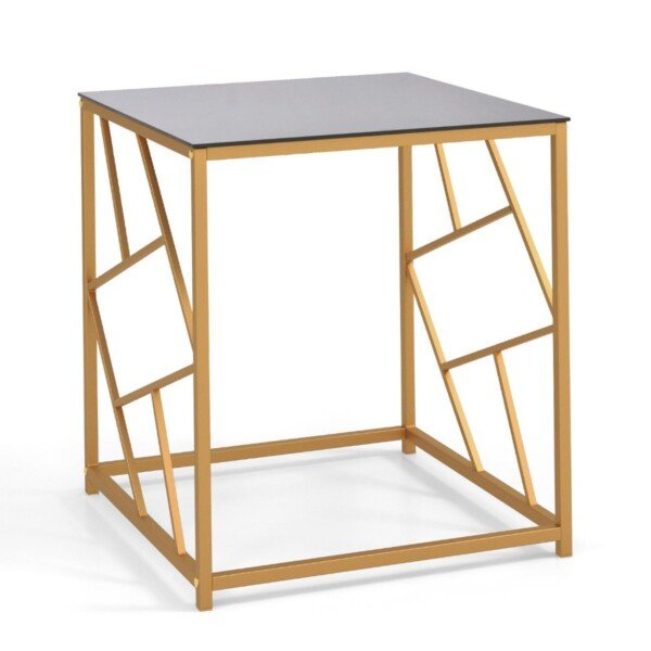 Stalelis su grūdinto stiklo plokšte ir metaliniu rėmeliu (Auksinė)