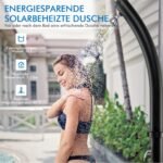 Saulės energija šildoma lauko dušo sistema su kojų plovimo funkcija (Juoda)