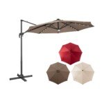 Skėtis su 28 LED žibintais ir trimis pasvirimo kampais Ø300 cm (Ruda)