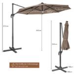 Skėtis su 28 LED žibintais ir trimis pasvirimo kampais Ø300 cm (Ruda)