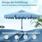 Tiesus skėtis nuo saulės su pakreipimo funkcija ir ventiliacija (Mėlyna)