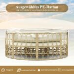 Apvalus lauko gultas su stogeliu ir pagalvėmis (Smėlio)