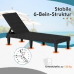 Reguliuojamas lauko gultas su ratano apdaila iki 150 kg (Juoda)