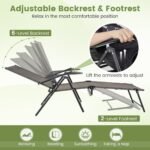 Sulankstomų sodo gultų komplektas 2 vnt. su reguliuojama atlošo padėtimi (Juoda)