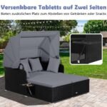 Dvieilis lauko gultas su stogeliu ir išlankstomomis šoninėmis lentynėlėmis (Pilka)