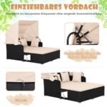 Dvigubas lauko gultas su stogeliu ir išskleidžiamais staliukais (Geltona)