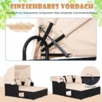 Dvigubas lauko gultas su stogeliu ir išskleidžiamais staliukais (Geltona)