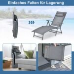 Sulankstomas lauko gultas su atrama galvai ir reguliuojamu atlošu (Pilka)