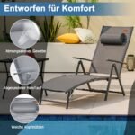 Sulankstomas lauko gultas su atrama galvai ir reguliuojamu atlošu (Pilka)