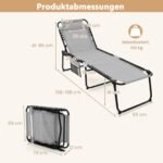 Sulankstomas lauko gultas su galvos atrama (Pilka)