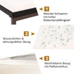 Rataninė lauko gultavietė su reguliuojamu atlošu (Balta)