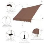 Ištraukiama 300 cm pločio markizė reguliuojamo aukščio atspari UV spinduliams (Ruda)