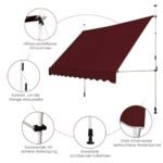 Aukštyn ir žemyn reguliuojama markizė be gręžimo 300 cm (Raudona)