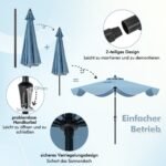 Kiemo skėtis su rankena ir pasvirimo funkcija (Jūros mėlyna)