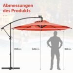 Sodo skėtis su 32 LED saulės šviesomis rankenėle 300 cm (Oranžinė)