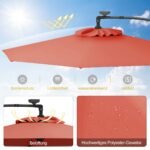 Sodo skėtis su 32 LED saulės šviesomis rankenėle 300 cm (Oranžinė)