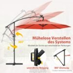 Sodo skėtis su 32 LED saulės šviesomis rankenėle 300 cm (Oranžinė)