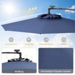 Sodo skėtis su 32 LED saulės lemputėmis ir rankenėle 300 cm (Tamsiai mėlyna)