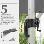 Stačiakampis skėtis nuo saulės 300x300 cm su švaistikliu (Pilka)