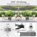 Stačiakampis skėtis nuo saulės 300x300 cm su švaistikliu (Pilka)