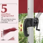 Stačiakampis pastatomas skėtis nuo saulės 300x300 cm su rankenėle (Vynas raudona)