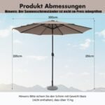 Pastatomas skėtis nuo saulės su rankenėle 3 m (Ruda)
