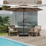 Vėjo atsparus sodo skėtis 300 cm su rankenėle ir pasukimo funkcija (Natūrali ruda)