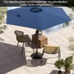 Terasinis skėtis nuo saulės 230 cm su rankenėle ir atlenkiama funkcija (Jūros mėlyna)