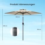 Skėtis nuo saulės 230 cm su šoniniu atlenkimu ir rankenėle (Smėlio)