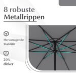 Lauko skėtis nuo saulės 350 cm su rankena (Pilka)