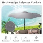 Lauko skėtis nuo saulės 350 cm su rankena (Pilka)