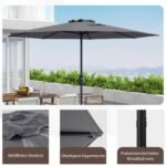 Lauko skėtis nuo saulės 350 cm su rankena (Pilka)