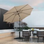 Sodo LED skėtis (Smėlio)