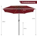 Sodo skėtis su 112 LED lempučių (Raudona)