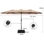 Dvigubas sodo skėtis su stovu ir rankena 451 5 cm (Ruda)