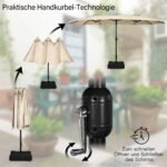 Dvigubas sodo skėtis su UPF 50+ apsauga 451 5 x 264 cm (Smėlio)