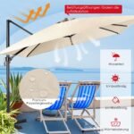 Sodo skėtis su 3 pasvirimo kampais ir 360° sukimosi funkcija (Smėlio)