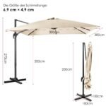 Sodo skėtis su 3 pasvirimo kampais ir 360° sukimosi funkcija (Smėlio)