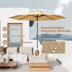 Saulės energijos maitinamas pakabinamas skėtis su LED apšvietimu (Smėlio spalvos)