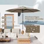 Konsolinis sodo skėtis su LED apšvietimu ir rankeniniu mechanizmu (Ruda)