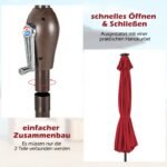 Pakabinamas sodo skėtis su LED apšvietimu ir saulės energija (Raudona)