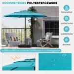 Vėjo atsparus sodo skėtis 300 cm su rankena ir reguliuojamu kampu (Turkio)