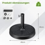 Sunkus terasos skėčio stovas su 45 cm pagrindo skersmeniu (Juoda)