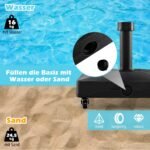 Mobilus skėčio stovas su ratukais užpildomas vandeniu ar smėliu (Juoda)