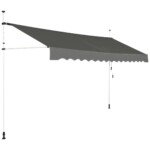 Aukštesnė reguliuojama balkono markizė be gręžimo (Pilka)