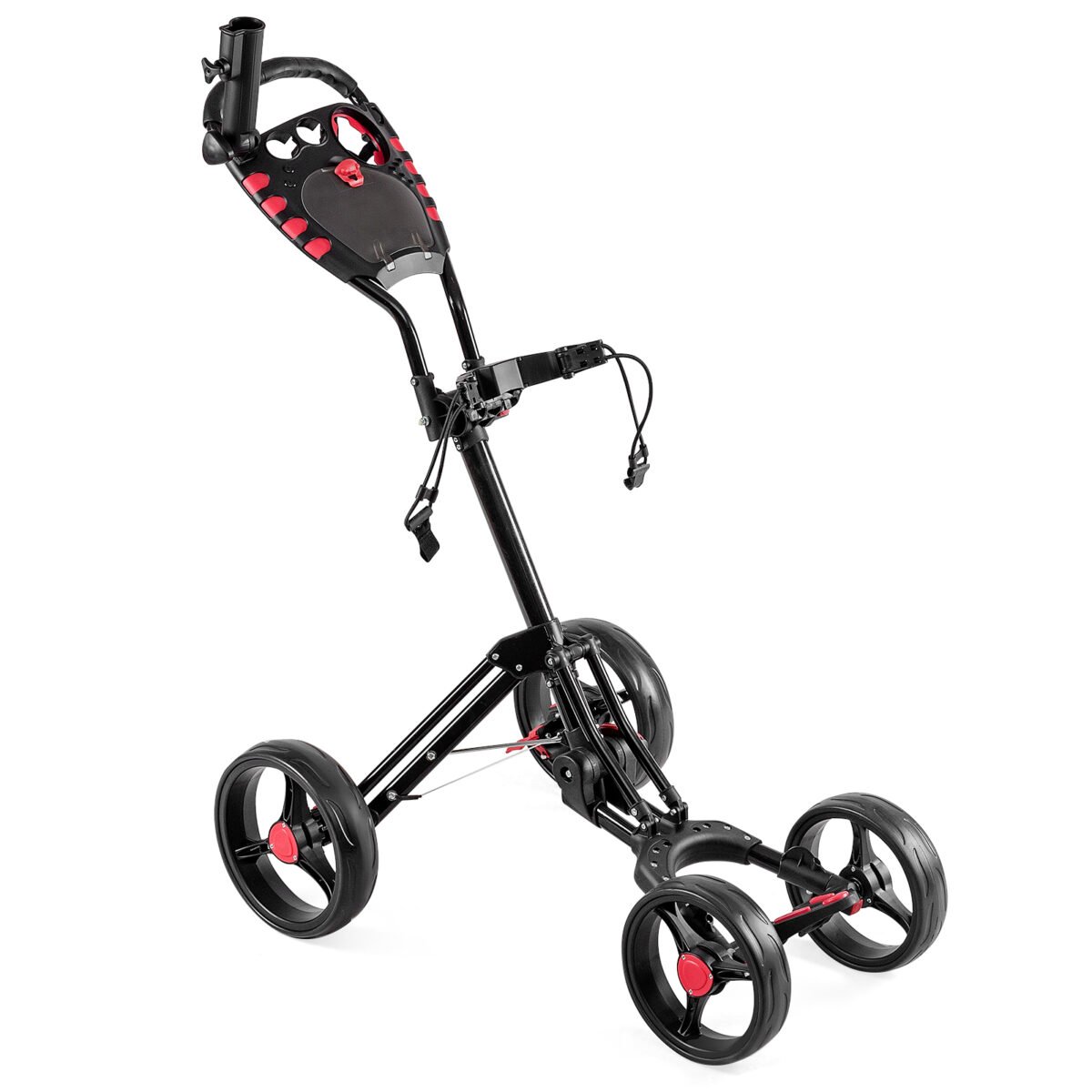 Sulankstomas golfo vežimėlis su reguliuojama rankena (Raudona ir juoda)